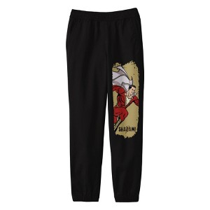 Shazam! Movie Grunge Frame with Character and Logo Youth Black Graphic Jogger Pants - 1 of 2