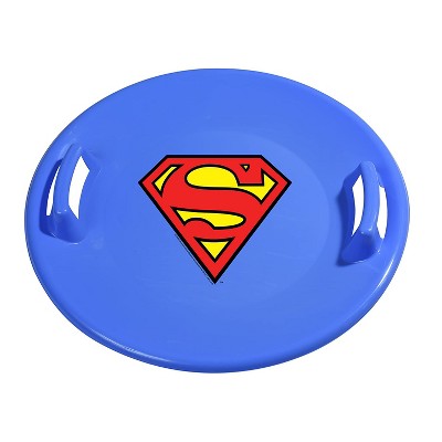 Slippery Racer Downhill Pro Heavy-Duty Cold Resistant Superman Adults and Kids Plastic Saucer Disc Snow Sled with Handles, Blue