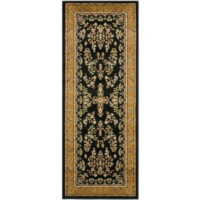 Black and Tan Floral Safavid Style Runner Rug