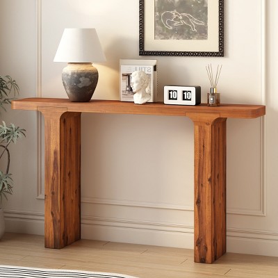 60" Console Table with Acacia Veneer,Modern Minimalist Entryway Table for Hallway,Living Room,Foyer-Baofuwish