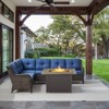 POCASSY Outdoor Sectional Sofa with Fire Pit Table - All Weather Brown Wicker Patio Furniture Set L Shaped Sectional Sofa with Fire Pit Table - 2 of 4