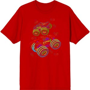 Colorful Line Art Car Adult Crew Neck Short Sleeve Tee - 1 of 2