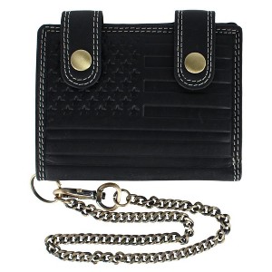 CTM Men's Leather American Flag Bifold Chain Wallet with Snap Closure - 1 of 4