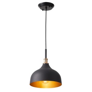 Dewdrop Modern Black and Gold Pendant Ceiling Light, Dome Hanging Fixture for Kitchen Island Bedroom Living Room Bar - 1 of 4