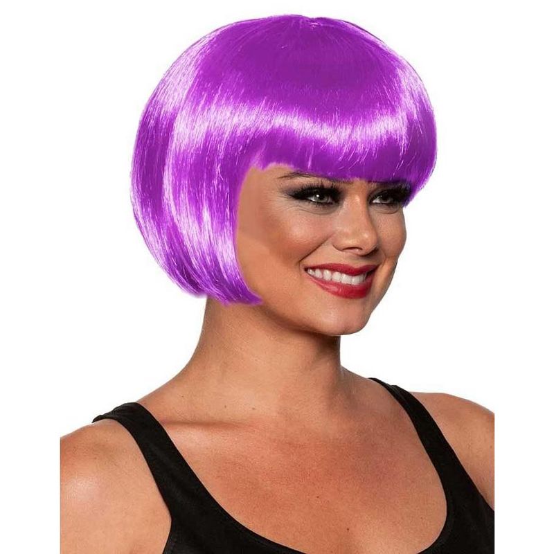 Underwraps Bob Cut One Size Adult Costume Wig | Lavender, 1 of 3
