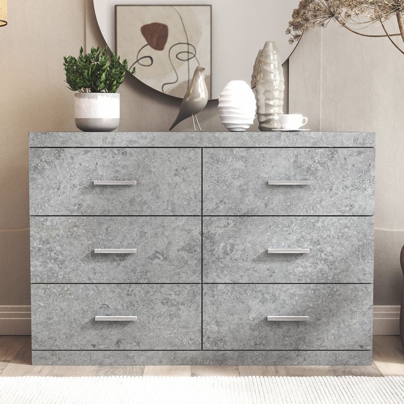 Galano Hamsper 6-Drawer Dresser (31.7 in. × 46.5 in. × 16.3 in.) in Dusty Gray Oak, Knotty Oak, Dark Gray Oak, Concrete Gray, 1 of 15