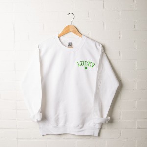 Simply Sage Market Women's Graphic Sweatshirt Embroidered Lucky Clover St. Patrick's Day - 1 of 1