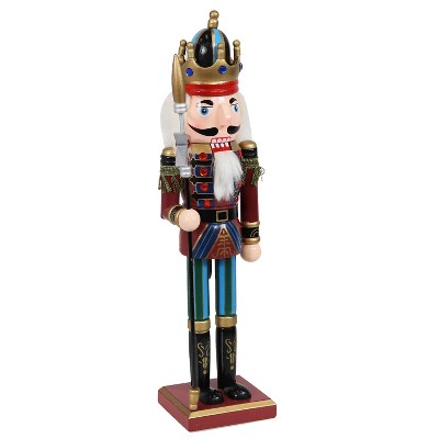 Sunnydaze Gustav the Great Indoor Decorative Christmas Wooden Nutcracker Statue, 15-Inch