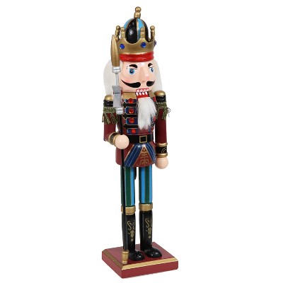 Sunnydaze Gustav the Great Indoor Decorative Christmas Wooden Nutcracker Statue, 15-Inch