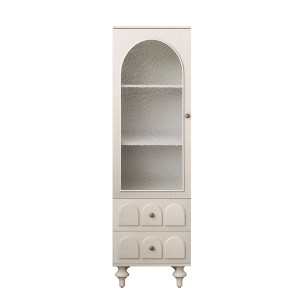 ORRD 62.99" Tall White Cabinet Glass Door, 2 Drawers & Adjustable Shelf Multi-Room Storage - 1 of 4