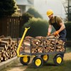 VEVOR 1400 Lbs Steel Garden Cart, Heavy Duty Pullable Garden Wagon Yard Cart, 2 in 1 Outdoor Metal Utility Wagon Yard Trailer, Black - 2 of 4