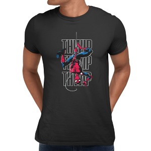 Spider-Man Comic T シャツダブルプリント Marvel Spider-Man Mens Spider Man Thwip Comic Style Swing T-Shirt