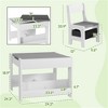 SKRAN 3-Piece Kids Table and Chair Set, 2 in 1 Toddler Table and Chair Set with Reversible Tabletop Blackboard,Storage & Bookshelves for Playroom,Gray - 3 of 4