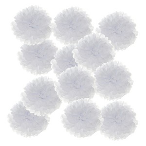 Unique Bargains Birthday Bachelorette Wedding Party Paper Pom Poms Flower Ball Kit 12 Pcs - 1 of 4