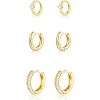 Gold Chunky Hoop Earrings Set for Women, 14K Gold Plated Twisted Huggie Hoop Earring, Thick Open Hoops Set Lightweight - 2 of 4