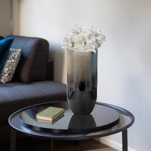 Decorative Large Glass Vase for Living Room Decor - Contemporary Flower Vase for Home, Bedroom, and Office Desk Decor - Blue - 1 of 4