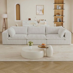 MAYEERTY 39.8" Cloud Sofa White - 39.8", Corduroy, Double-Layer, No Assembly, DIY for Corner - 1 of 4
