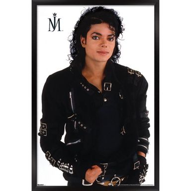 Trends International Michael Jackson - Black And White Name Framed