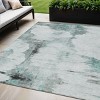 Teal Blue Silver And Gray Abstract Washable Indoor Outdoor Area Rug - 2 of 4