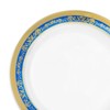Smarty Had A Party 10.25" White with Blue and Gold Royal Rim Plastic Dinner Plates (120 Plates) - image 2 of 3