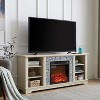 VYNXARIA White Faux Stacked Stone TV Media Stand with 18" Fireplace Insert and Open Storage - 2 of 4