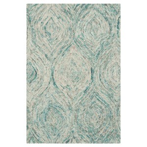 Ivory/Sea Blue Tribal Tufted Accent Rug - (3