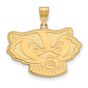 Black Bow Jewelry 10k Yellow Gold Wisconsin Badgers NCAA Large Pendant - 1 of 3