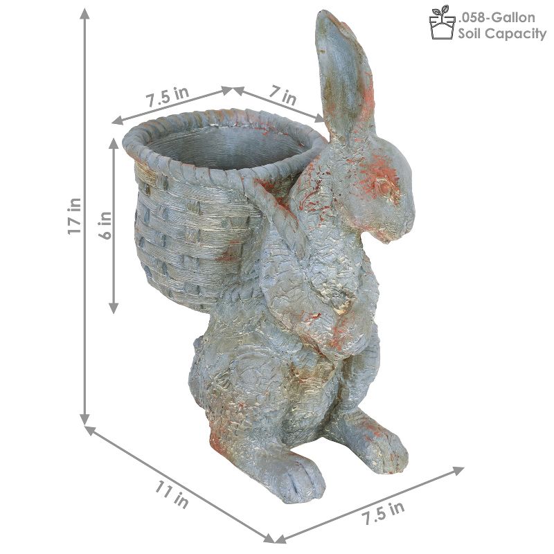 Sunnydaze 17" Roman the Carrot Collector Rabbit Indoor/Outdoor Statue Figurine - Patio, Lawn and Garden Decoration, 4 of 12