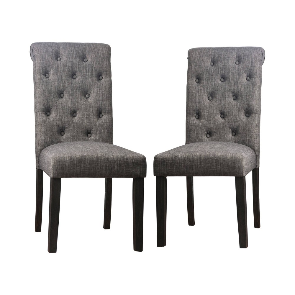 24/7 Shop At Home 2pc Hepburn Scroll Back Side Chairs Black/Gray