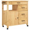 vidaXL Kitchen Trolley MONZA 33.1 in.x15.7 in.x35.4 in. Solid Wood Pine - 2 of 4