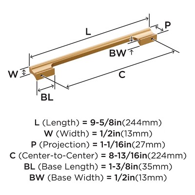 Champagne Bronze 8-13/16" Solid Aluminum Cabinet Pull