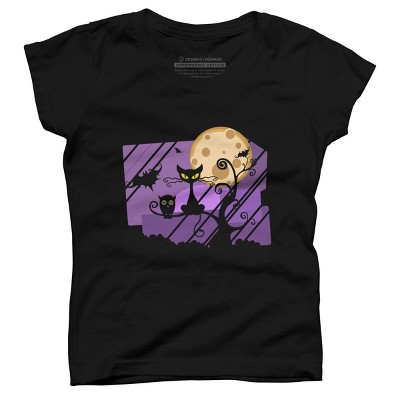 Girl's Design By Humans Night Halloween moon By ChadiElHanchi T-Shirt