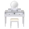 Luxury Vanity Desk with Round Mirror,Height-Adjustable, Stylish Dressing Table Set, 4 Drawers & Stool - 4 of 4