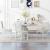 5 PCS Retro Dining Set with Chairs and Table, Extendable Table with Removable Leaf, Carved Chairs with Rubberwood Frame-Coolbibila - 2 of 4