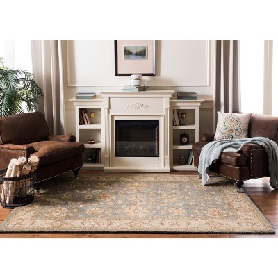 Handmade Blue and Beige Wool Tufted Area Rug