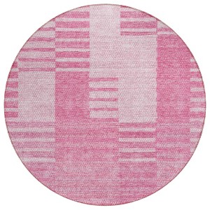 Pink And Blush Striped Washable Indoor Outdoor Area Rug - 1 of 4