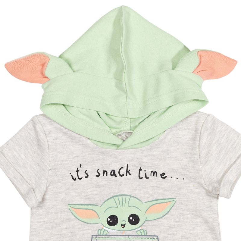 Star Wars The Mandalorian Baby Yoda Costume Short Sleeve Romper Oatmeal , 3 of 8