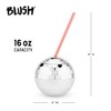 Blush Silver Disco Ball Cup with Straws for Parties - 16 Ounce Cute Sparkly Glitter Cocktail Disco Ball Drink Tumbler, Party Supplies - 3 of 4