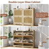 Rattan Shoe Storage Cabinet with 4 Flip Drawers, Hidden Shoe Storage Organizer Cabinet, Freestanding Shoe Rack Cabinet for Entryway, Hallway, Foyer - 3 of 4
