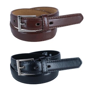 CTM Kid's Leather 1 inch Dress Belt with Square Buckle (Pack of 2) - 1 of 4