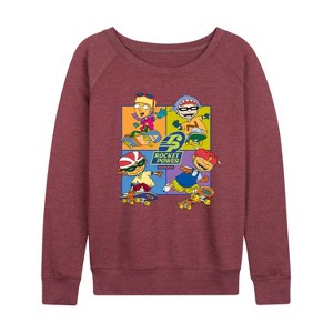 Women's - Rocket Power - Skate Life Lightweight French Terry Wide Neck Long Sleeve Shirt - 1 of 4