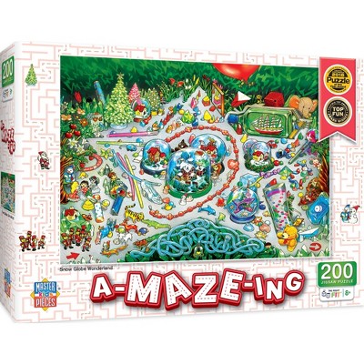 MasterPieces A-Maze-Ing 200 Piece Jigsaw Puzzle For Kids - Snow Globe Wonderland - 14"x19"