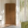 Wooakway Tall Wood Storage Cabinet Pantry Organizer with 4 Adjustable Shelves Doors Decorative Storage Cabinet Natural Wood/Black/Light Walnut/White - 2 of 4