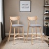 Wooden Bar Chairs Set of 2, Modern Soft Upholstered Kitchen Island Chairs, Counter Height Stool with Backrest - Leovsnove - 2 of 4