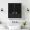 Modern Black Wall Cabinet with Glass Doors, Open Shelf, Towel Rack & 2-Tier Storage for Living Room, Dining Room, or Bathroom - 2 of 4