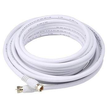 Monoprice Coaxial Cable - 25 Feet - White | RG6 Quad Shield CL2 with F Type Connector, 75 Ohm 18AWG