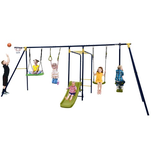 Infans 660 lbs Kids Metal Swing Set for Backyard 7-in-1 Multifunctional Swing Set - image 1 of 4