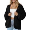 Coolmee Women's Open Front Chunky Knit Cardigan Loose Lantern Long Sleeve Oversized Sweater Coats with Pocket - 2 of 4