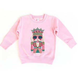 Pink and Teal Nutcracker Patchwork Print - Toddler Graphic Sweatshirt and Youth Graphic Sweatshirt - 1 of 4
