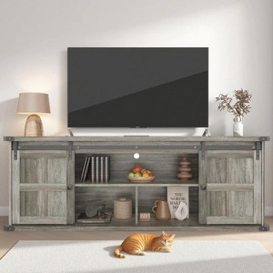 Coucheta 70'' Farmhouse TV Stand with Sliding Barn Doors & Power Outlets, Adjustable Shelves for 65/70/80 Inch TVs, Media Console - 1 of 4